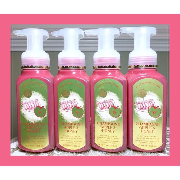 Bath & Body Works Champagne Apple Honey 8.75oz Gentle Clean Foaming Hand Soap x4